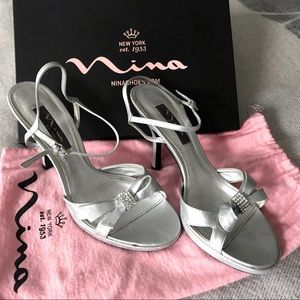 WORN Nina Giammi Strappy Silver Heel - Prom | 8